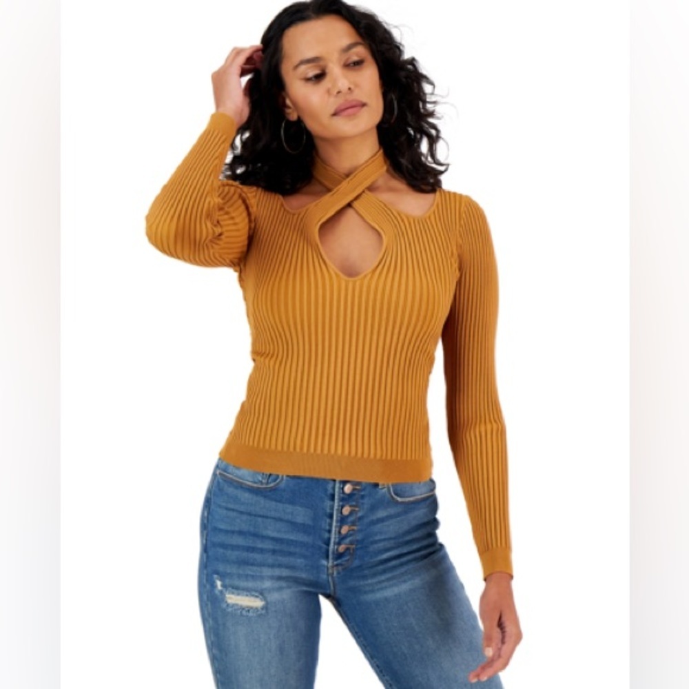 MinkPink Gianna Crisscross Ribbed-Knit Top